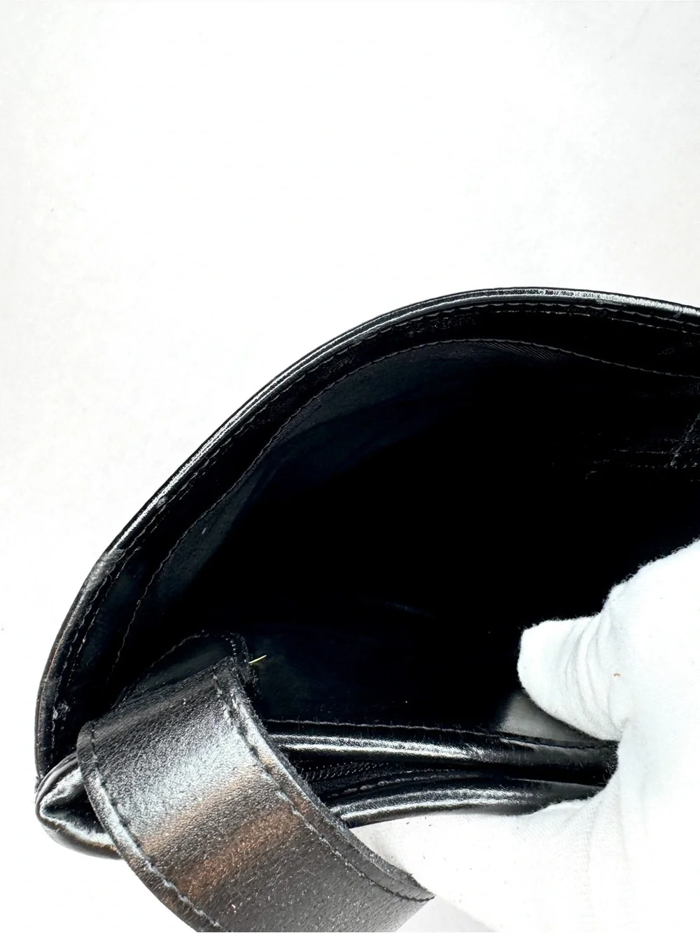 VTG Longchamp Roseau Trapezoid Bucket Shoulder Bag Black Leather France 90s